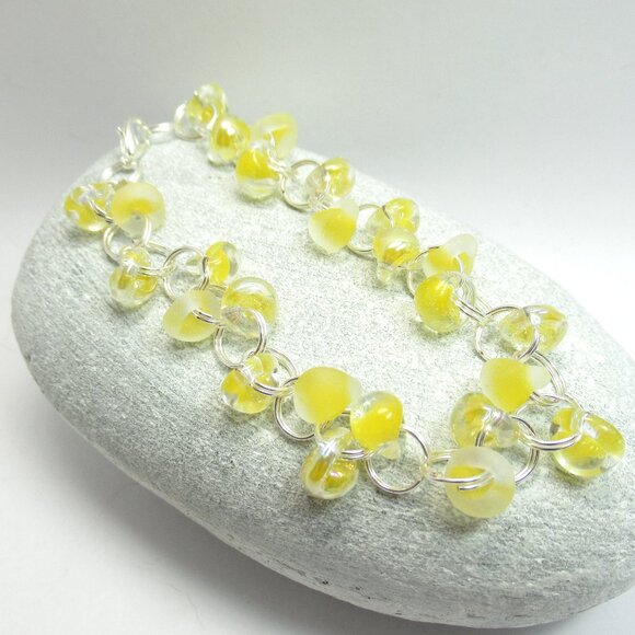 Boro Glass linked drop bead bracelet - Picture 1 of 12